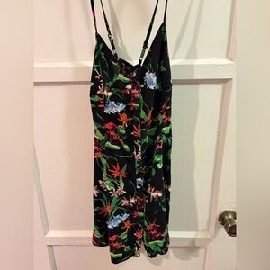 Insight Black Dress with Green and Pink Floral Design